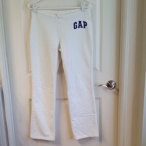 GAP White Straight Leg Pants with Purple Logo 💜 Size S